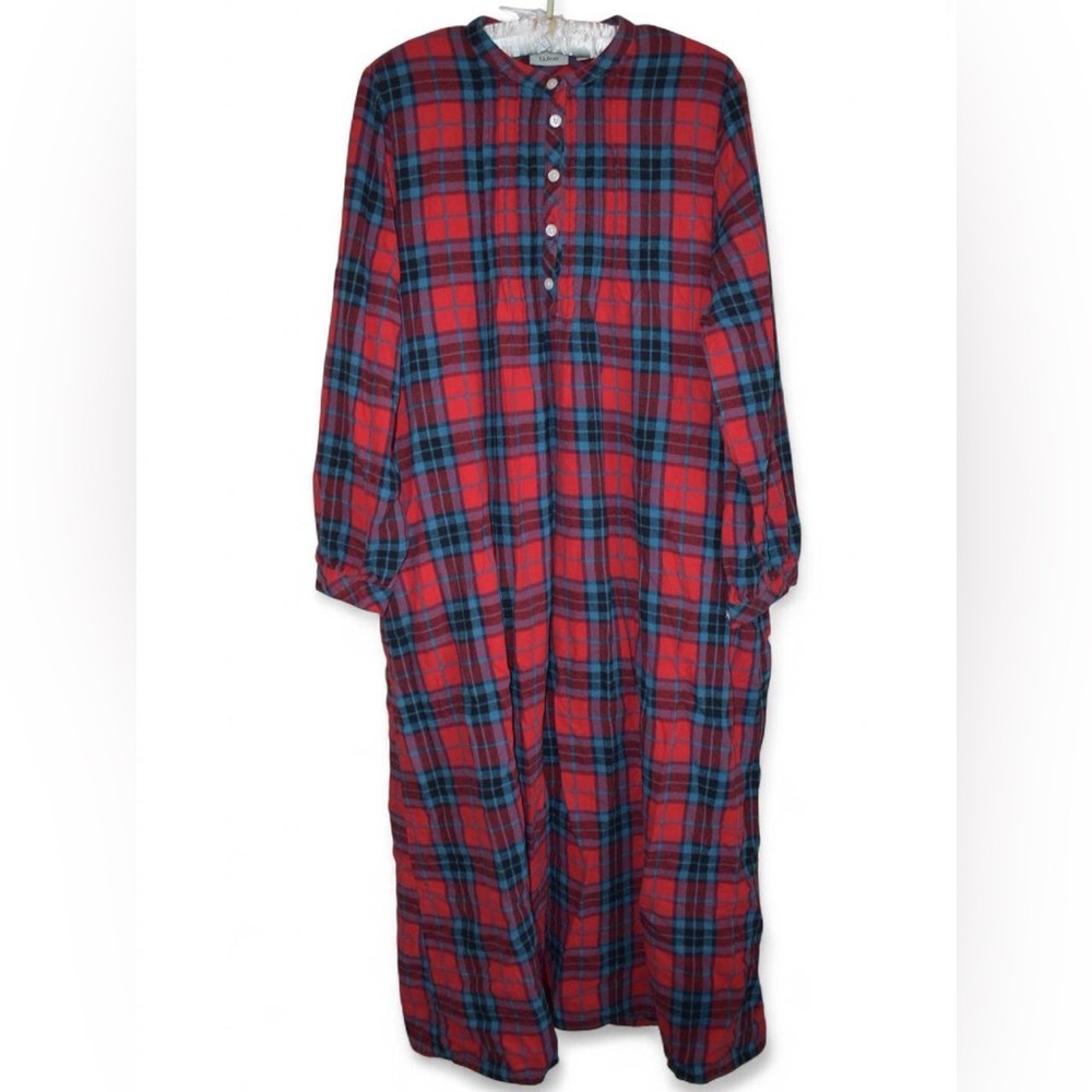 L.L. Bean Red and Blue Plaid Long Sleeve Dress